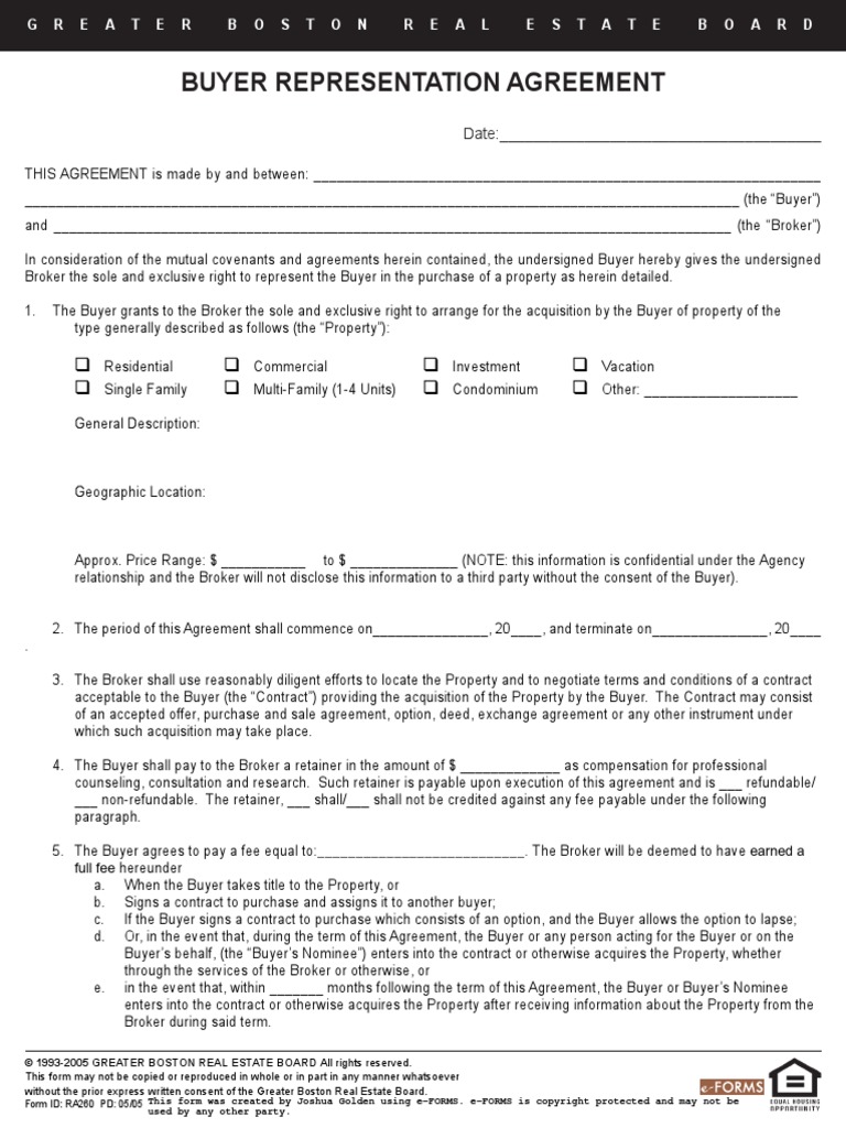 Buyers Representation Form Sample Real Estate Broker Private Law