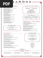 Bardot Brasserie Dinner Menu