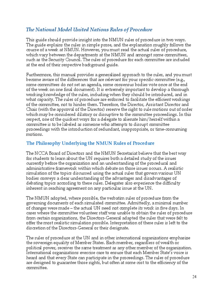 Rules of Procedure MUN Conference Example Political Law Group
