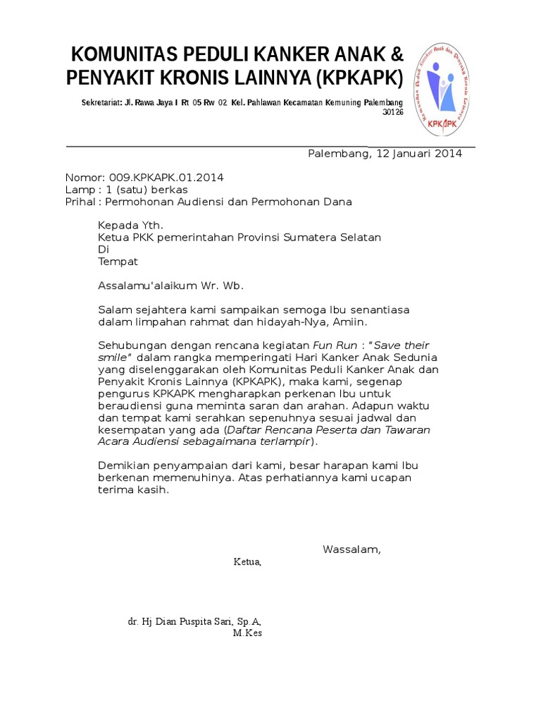 Surat Audiensi Pkk Pemprov