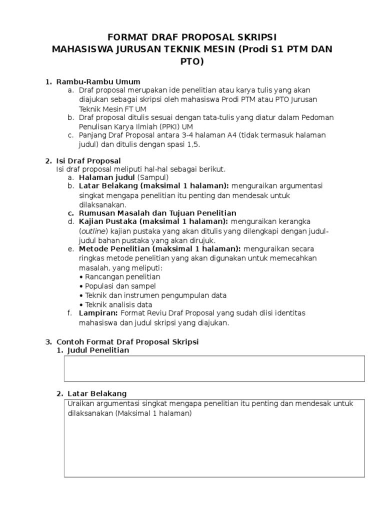 Format Draf Proposal Skripsi