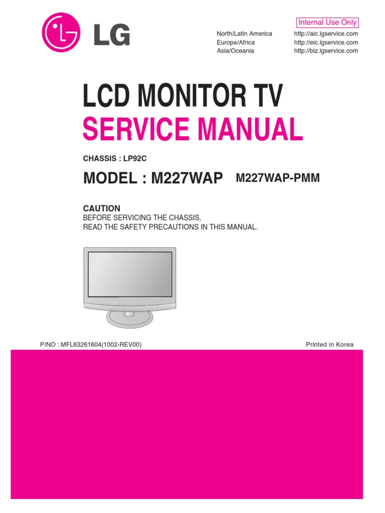 Monitor Lg m227wap-Pm (Lcd) | Soldering | Electrostatics. Lg 42lg5000-za Service  Manual