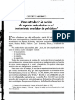 Para introducir la noción de espacio metonímico en.· el tratamiento analítico de psicóticos