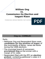 William Ong vs. Commission On Election and Isagani Rizon: Instances Where Ballots Not Considered Marked