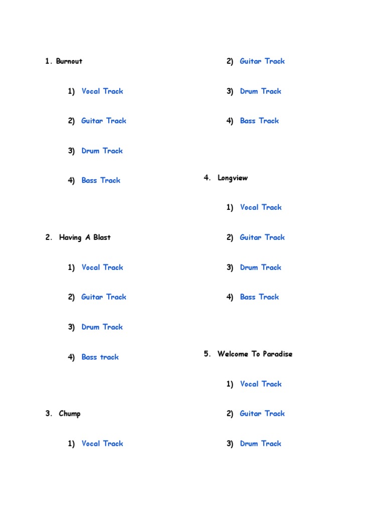 Green Day Dookie Master Tracks (Links) PDF