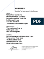 I'M Not Ashamed: Words and Music by Paul Andrew and Dylan Thomas