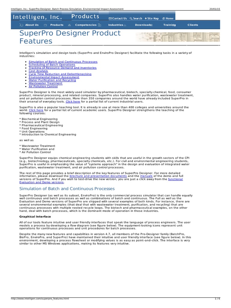 SuperPro Designer: Process Simulation Tools | PDF | Scheduling ...