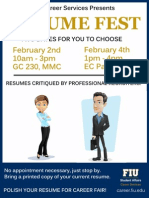 Resume Fest: February 2nd 10am - 3pm GC 230, MMC February 4th 1pm - 4pm EC Panther Pi T