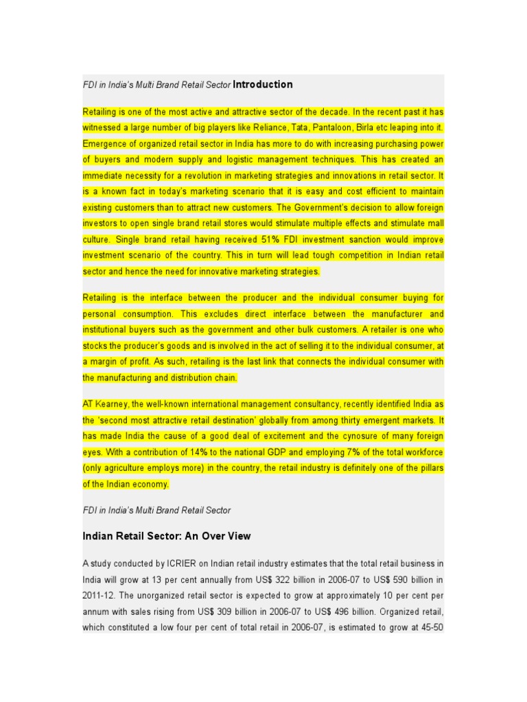 FDI Impact on India's Retail Growth | PDF | Foreign Direct Investment ...