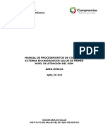 Manual de Procedimientos de Consulta Externa en Unidades de Salud de Primer Nivel Del Isem PDF