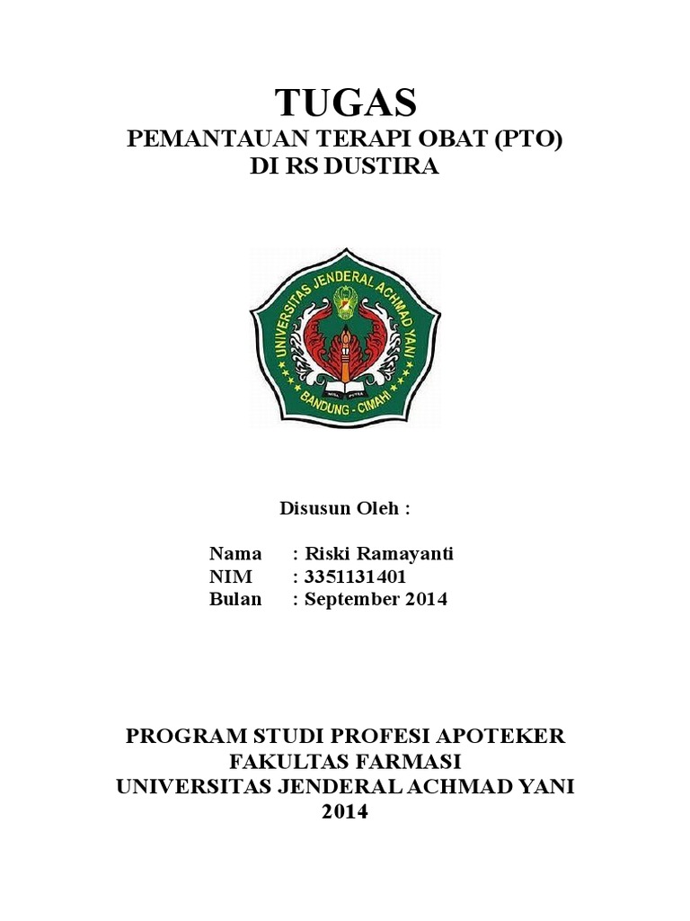 Pemantauan Terapi Obat di RS Dustira | PDF