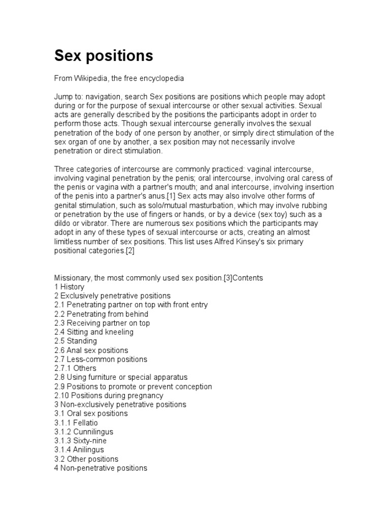 Overview of Sex Positions | PDF | Sex Position | Sexual Intercourse