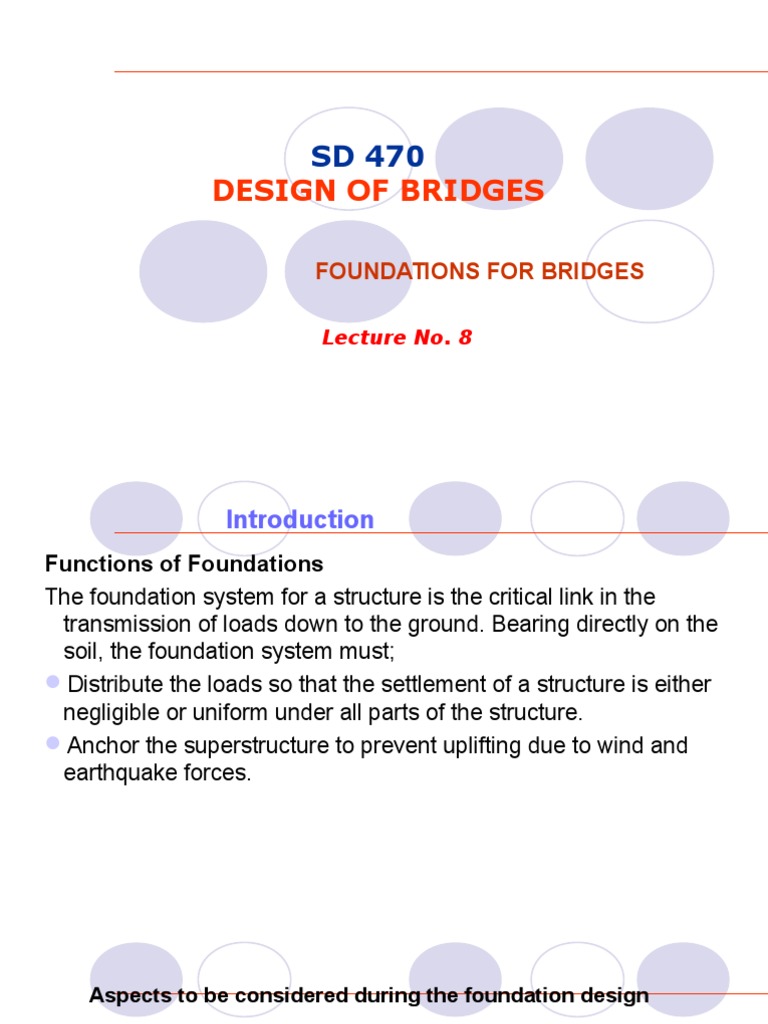 Lecture No.8 - Bridge Foundations | PDF | Deep Foundation | Foundation ...