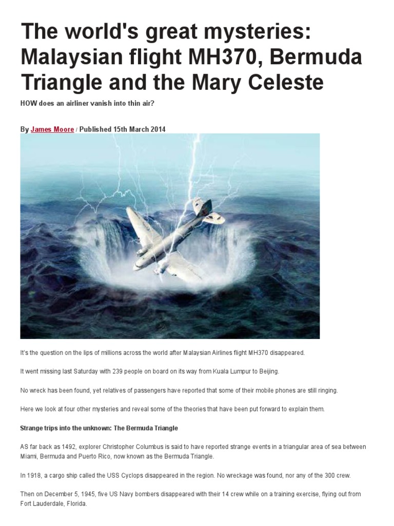 MH370, Bermuda Triangle, Mary Celeste Exploring History's Greatest