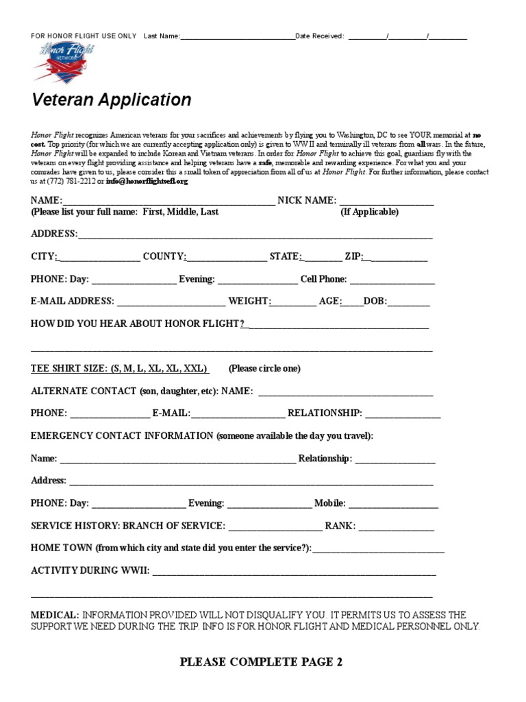 Veteran Application Please Complete Page 2 PDF Medicine Wellness