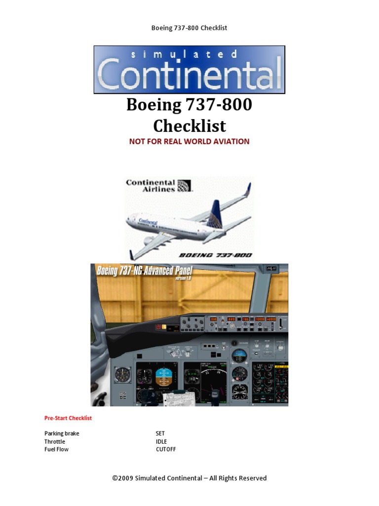 B737 800 Checklist Pdf _ Boeing 737-700/800 Flight Crew Operation ...