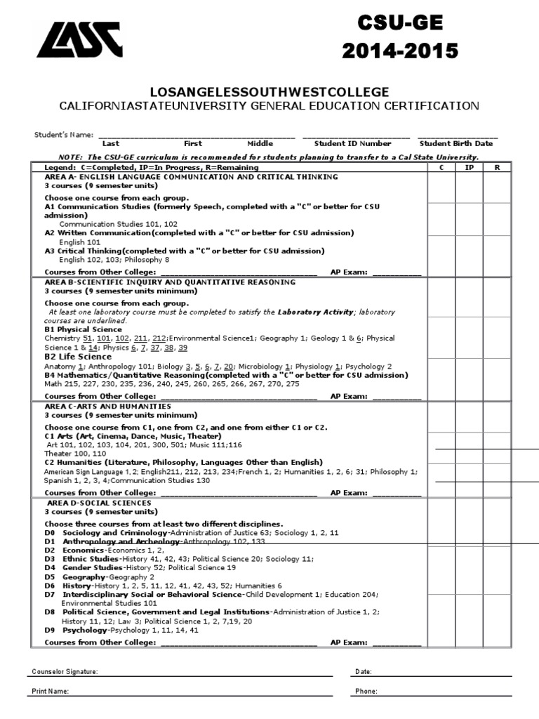 CSU-GE Certification Guide 2014-2015 | PDF