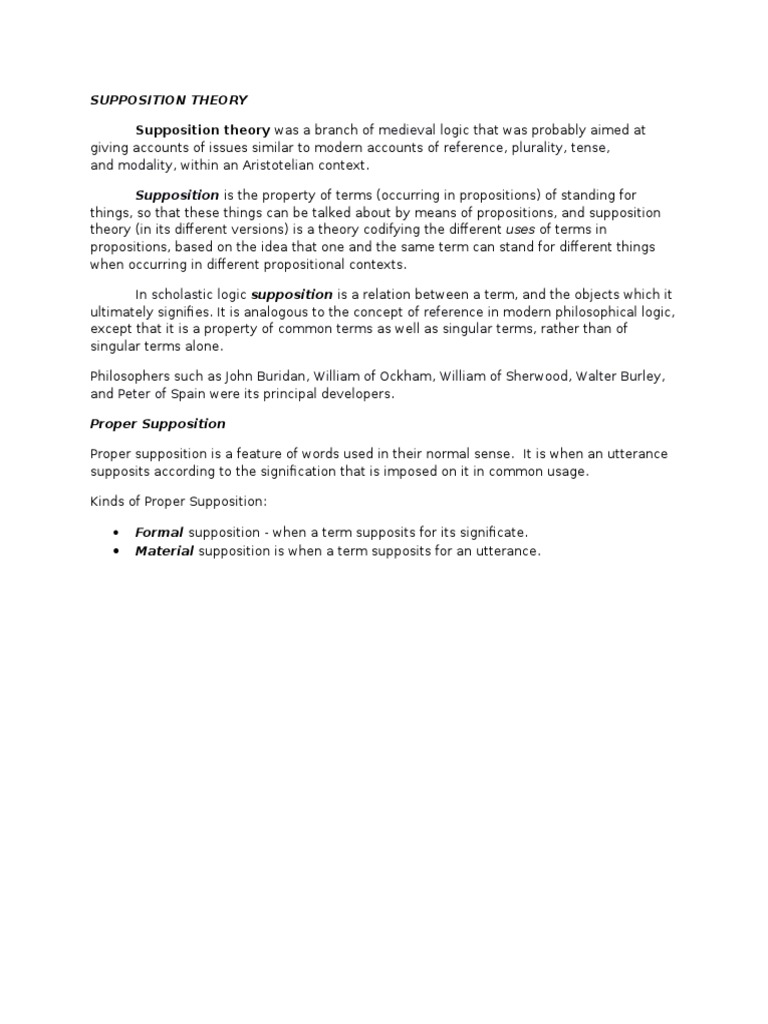 Understanding Supposition Theory in Logic | PDF | Philosophy | Language ...