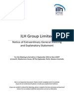 ILH Group Limited: Notice of Extraordinary General Meeting and Explanatory Statement