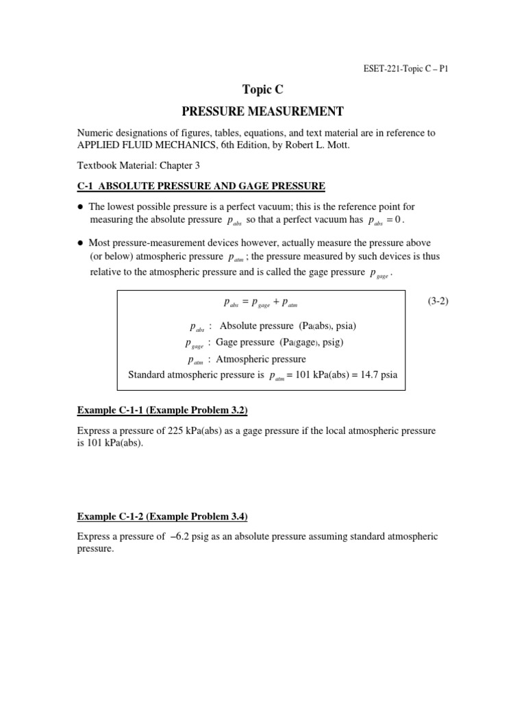 Fluid Mechanics | PDF | Pressure Measurement | Pressure