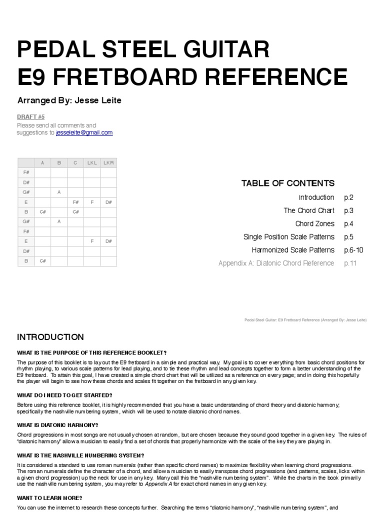 Pedal Steel Guitar E9 Fretboard Reference _DRAFT5.pdf Chord (Music) Guitars