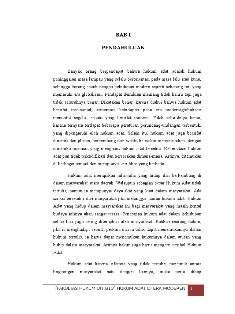 Hukum Adat Di Era Modern