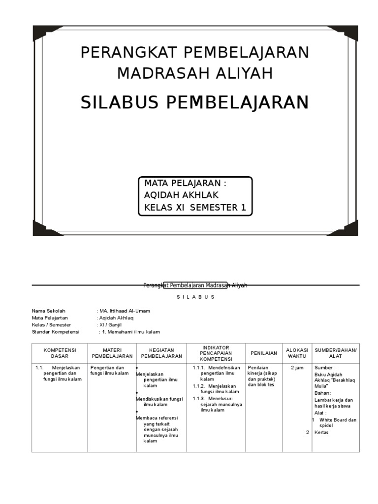 S I L A B U S Kelas Xi
