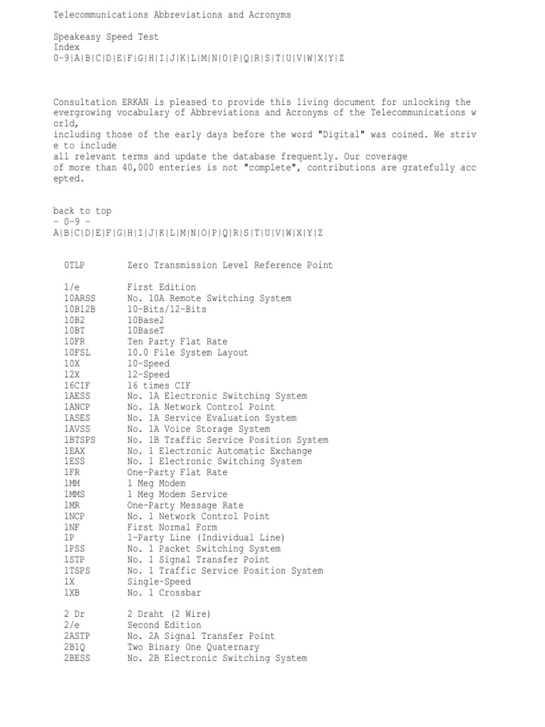 Abbreviations & Acronyms Telephone Exchange