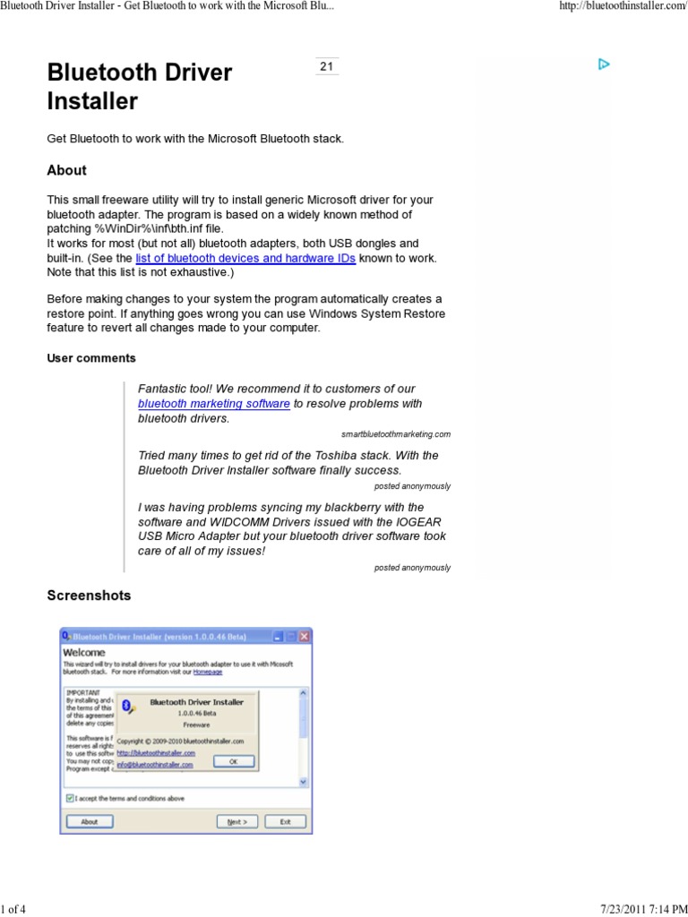 Bluetooth Driver Installer Get Bluetooth to Work With the Microsoft
