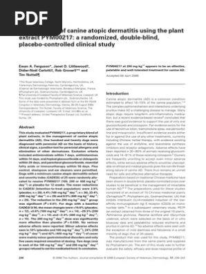 Management of Canine Atopic Dermatitis Using The Plant Extract 