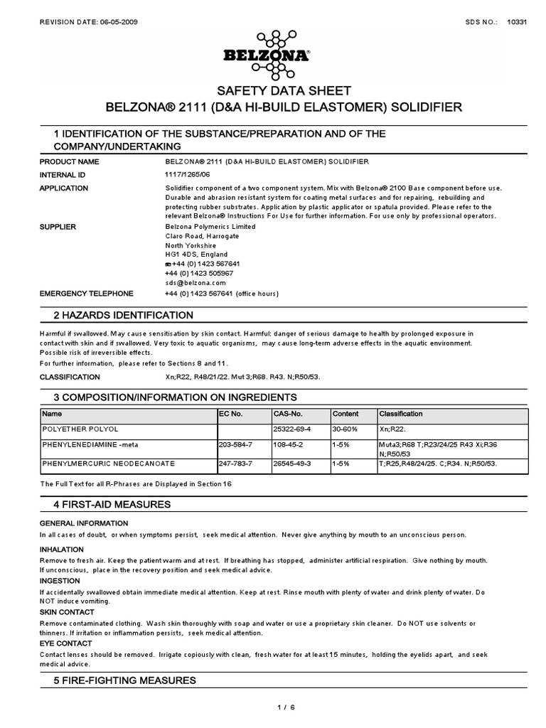Original MSDS Solidifier | PDF | Safety | Chemistry
