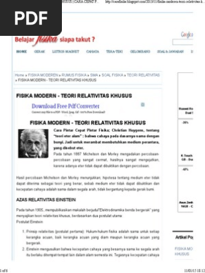 Fisika Modern Teori Relativitas Khusus Cara Cepat Pintar Fisika