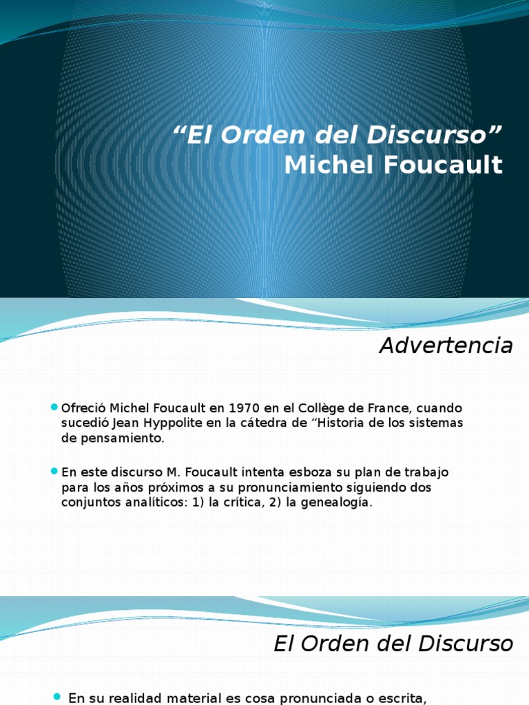 El Orden Del Discurso PDF Michel Foucault Verdad
