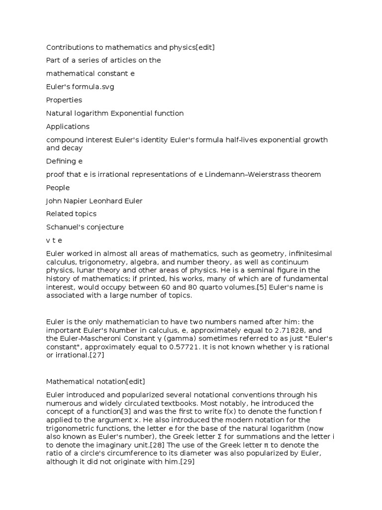 Leonhard Euler Contribution To Geometry