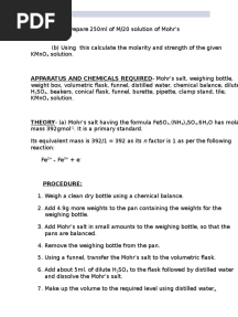 AIM - (A) To Prepare 250ml of M/20 Solution of Mohr's