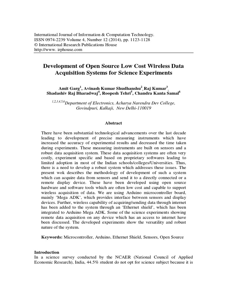 Research paper on arduino and its application | Arduino | Data Acquisition