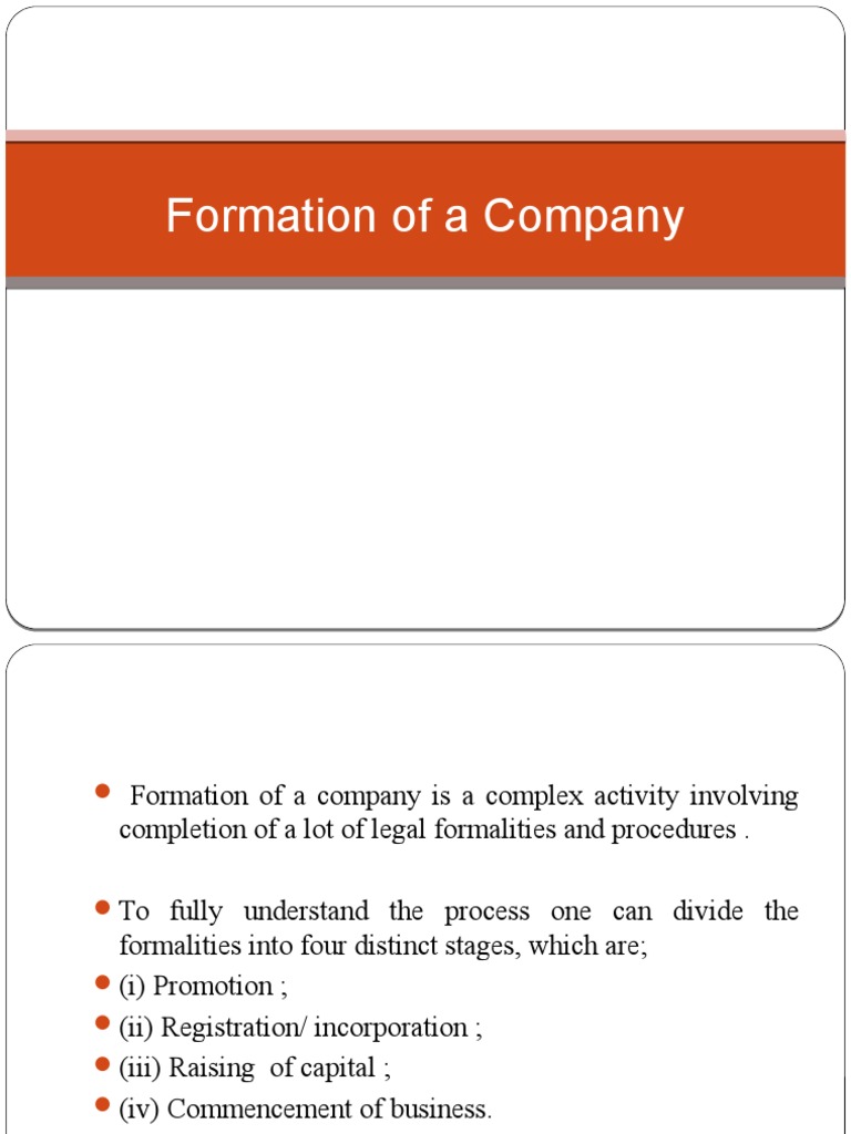 Company Formation Process Explained | PDF | Finance & Money Management