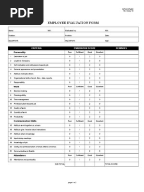 Employee Evaluation Form