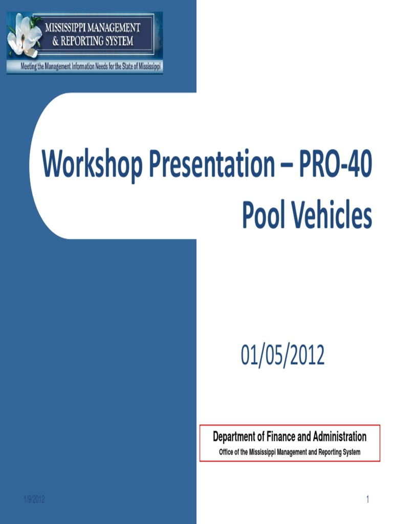 PRO40 Fleet Management - Pool Vehicles | PDF