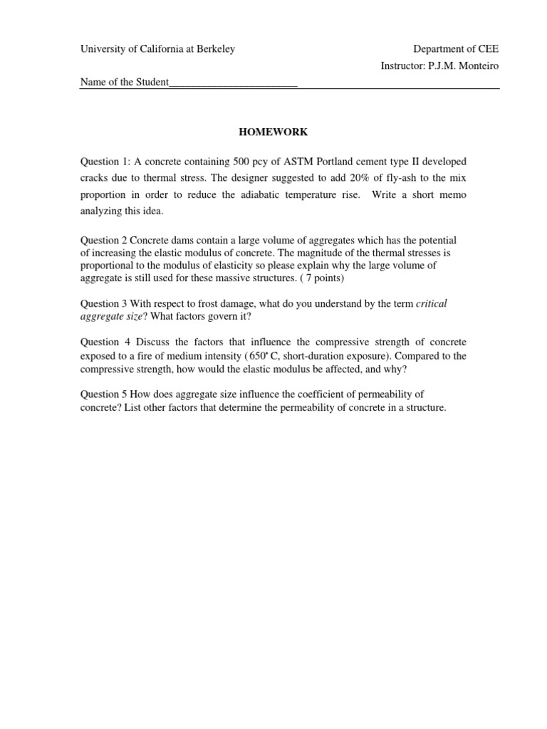 Concrete Engineering Homework Analysis | PDF | Technology & Engineering