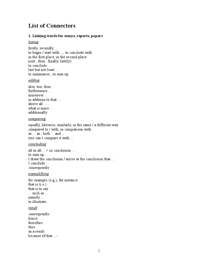 List of Connectors | PDF