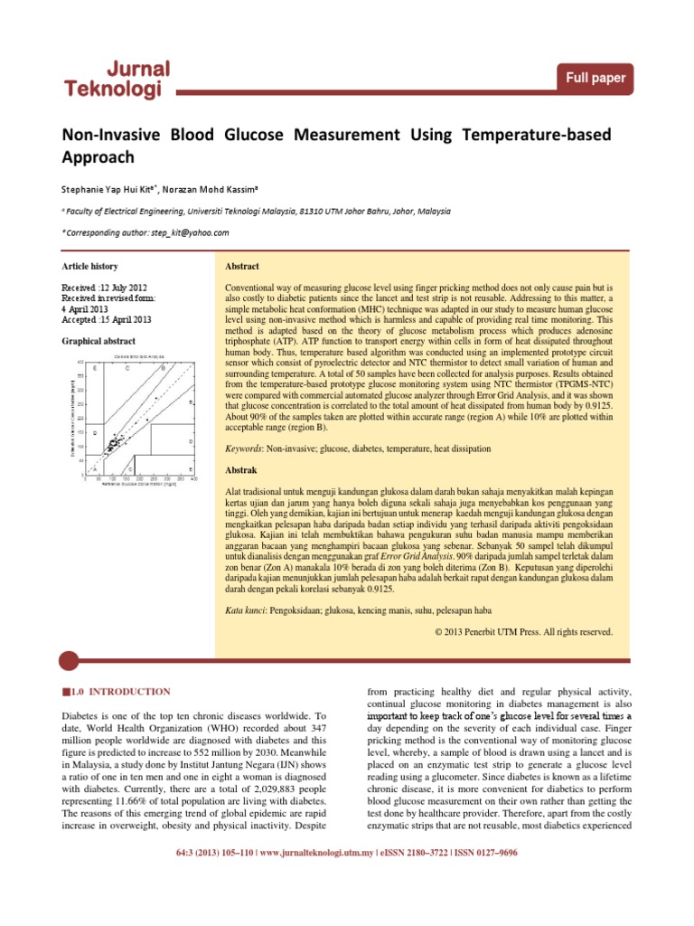 Non-Invasive Blood Glucose Measurement Using Temperature - Based | PDF ...