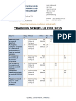 Training Calender for 2015