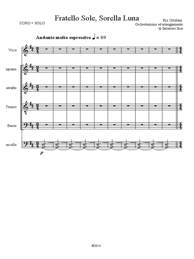 Fratello Sole Sorella Luna CORO SOLO Musique vocale Chant