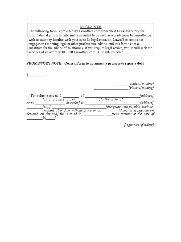 Promisary Note Example