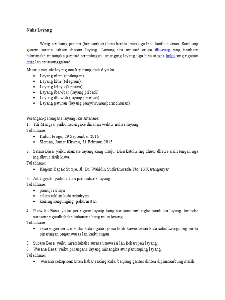 Yaiku Salam Sabubare Nulis Layang