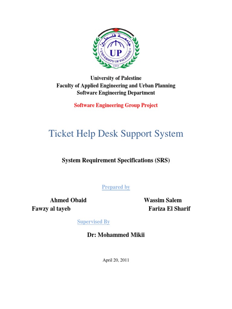 Ticket Help Desk Support System System Requirement Specifications