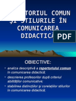 Repertoriul Comun Şi Stilurile În Comunicarea Didactică