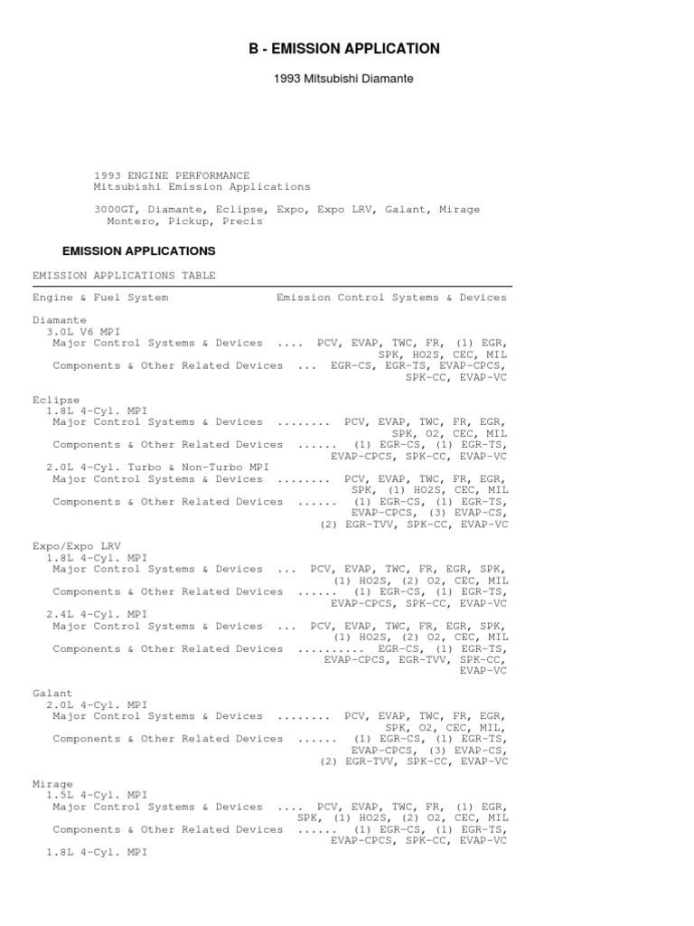B Emission Application | PDF | Fuel Injection | Internal Combustion Engine