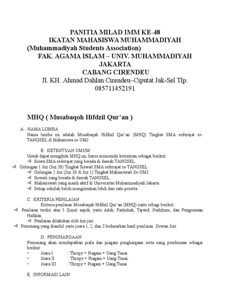 Kriteria Penilaian Lomba PHBI PDF